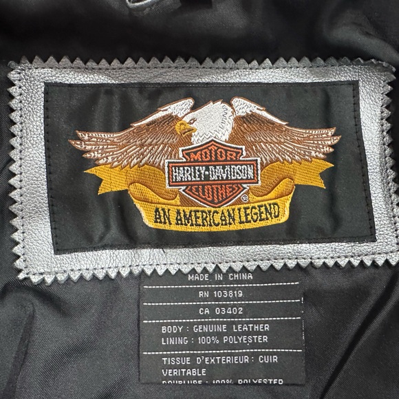 HARLEY DAVIDSON Motorcycle jacket; silver leather M
